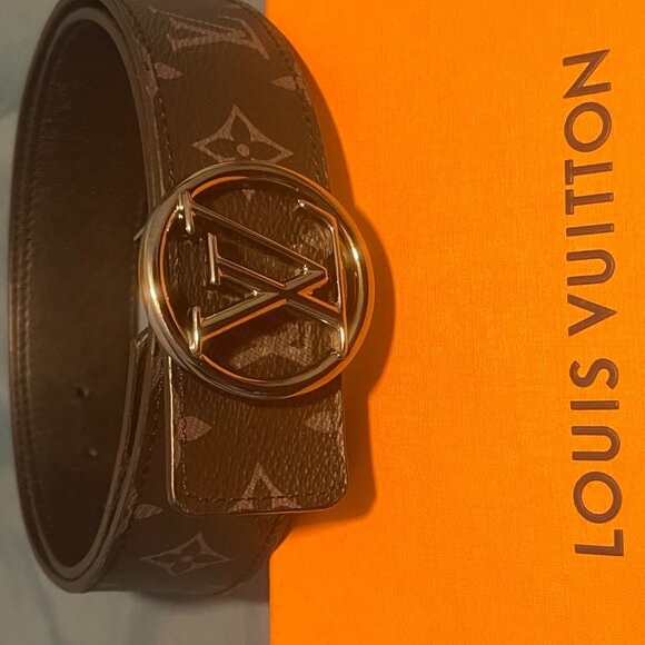 Louis Vuitton Belt Monogram Eclipse Santur LV Circle M0168 Black Grey Men's - Picture 12 of 14